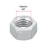 Blíster con 12 Tuercas 3/8' Hex de Acero Galvanizado, Fiero