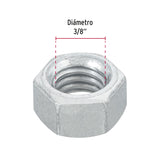Bolsa con 100 Tuercas 3/8' Hexagonales de Acero Galvanizado