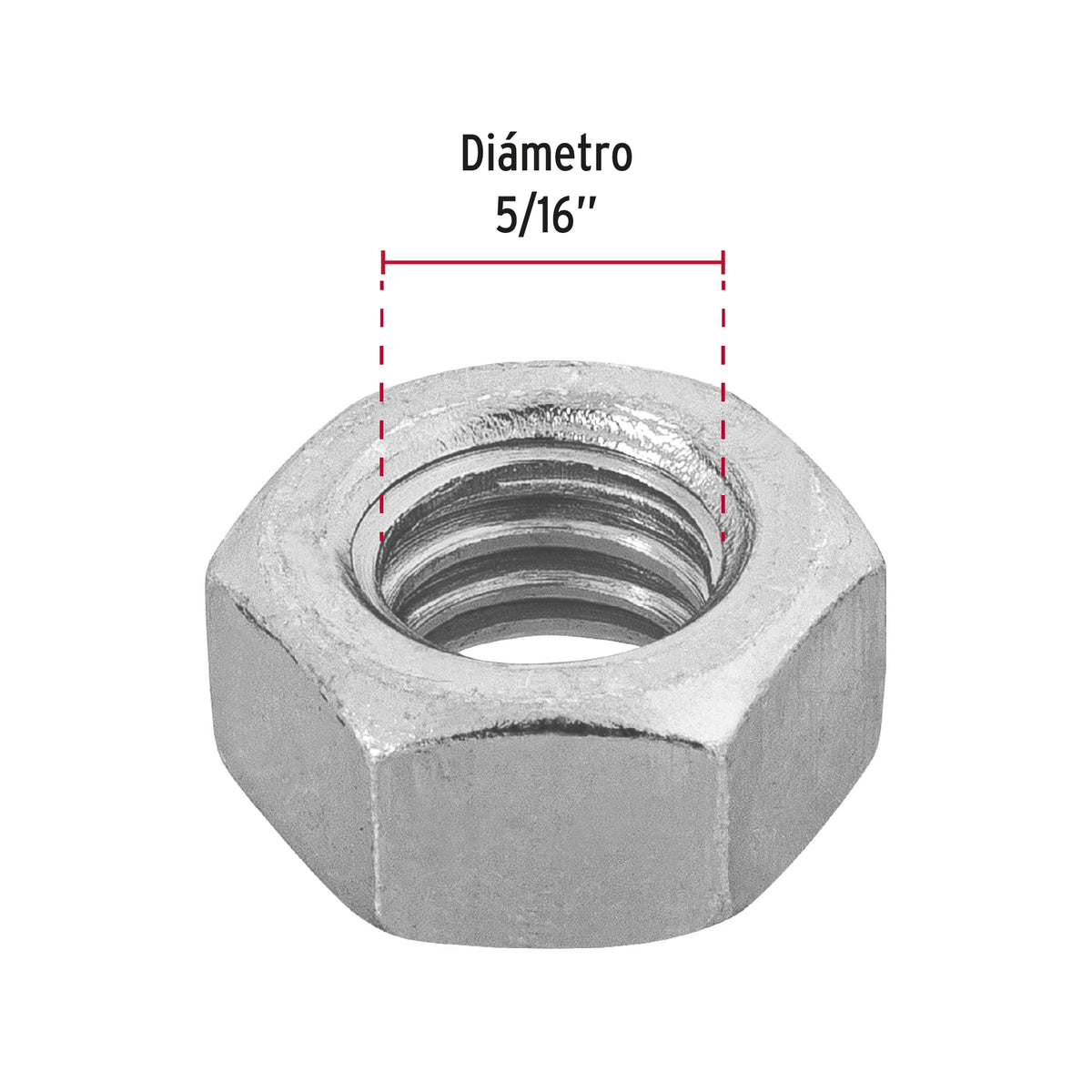 Bolsa con 150 Tuercas 5/16' Hexagonales de Acero Galvanizado