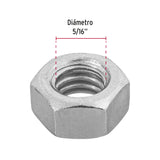 Bolsa con 150 Tuercas 5/16' Hexagonales de Acero Galvanizado