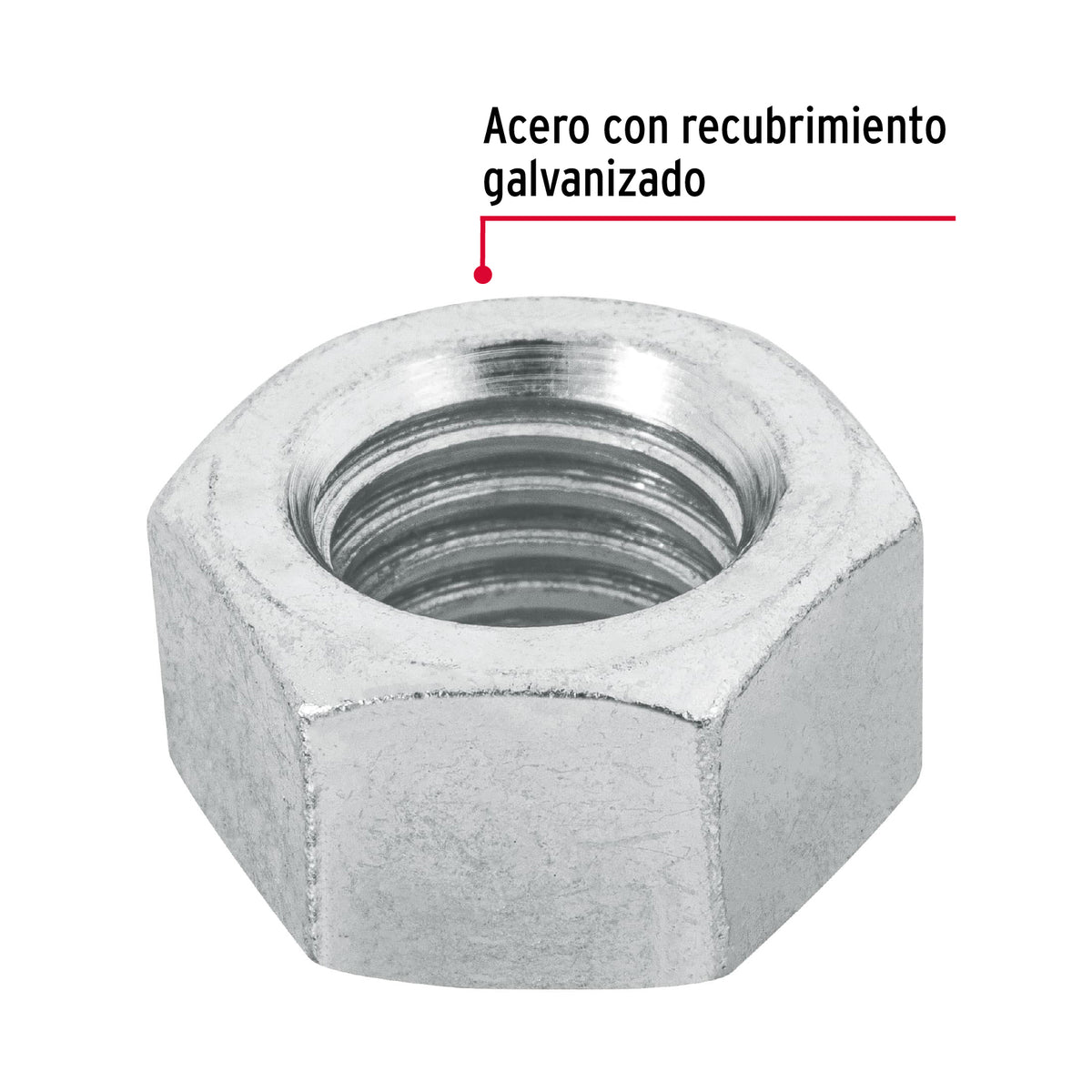 Bolsa con 25 Tuercas 5/8' Hexagonales de Acero Galvanizado