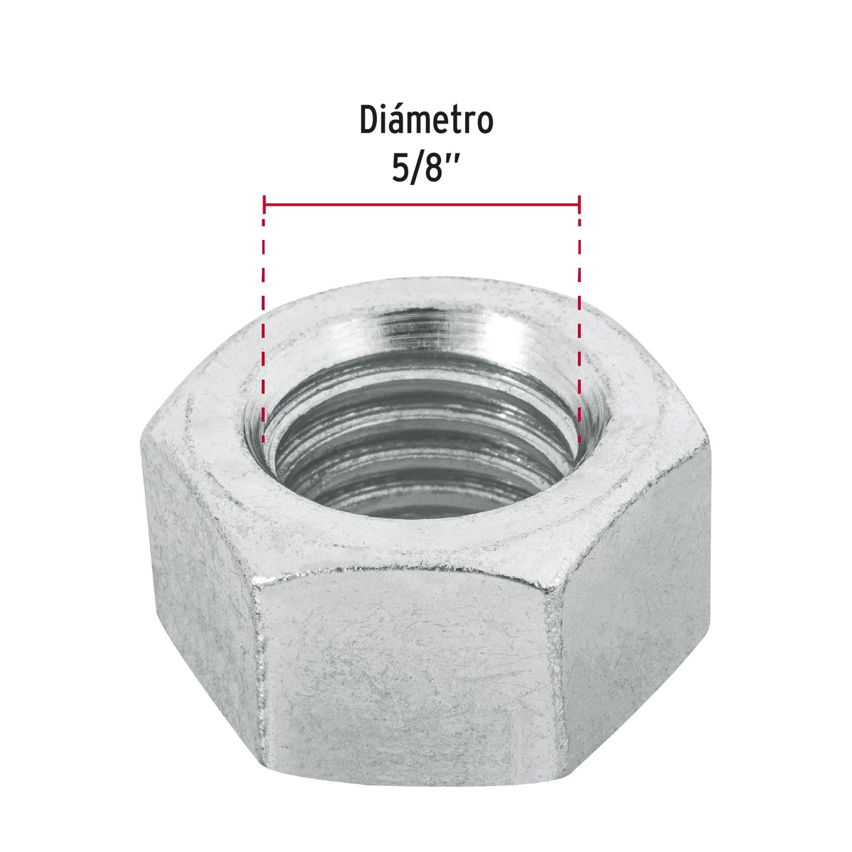 Bolsa con 25 Tuercas 5/8' Hexagonales de Acero Galvanizado