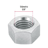 Bolsa con 25 Tuercas 5/8' Hexagonales de Acero Galvanizado