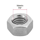 Bolsa con 60 Tuercas 7/16' Hexagonales de Acero Galvanizado