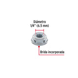 Bolsa con 100 Tuercas Flange, 1/4', Acero Galvanizado, Fiero
