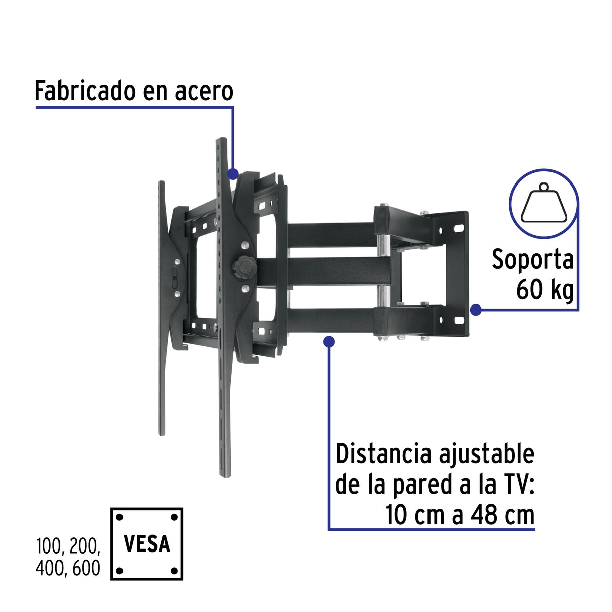 Soporte para Pantallas 26' a 65' Mov. Angular y Articulado