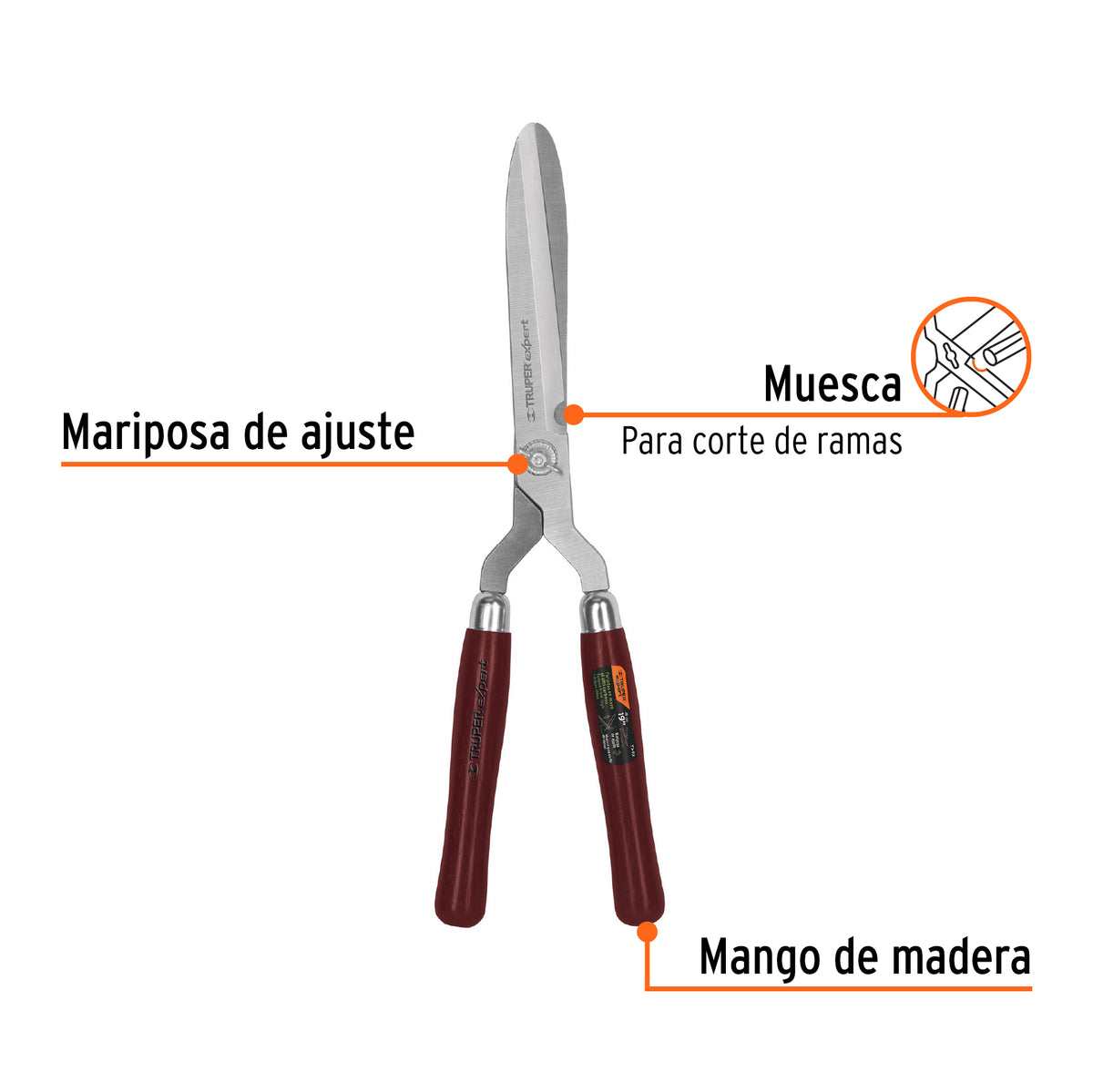 Tijera para Poda 48 cm, Forjada, Mgos de Madera, Truper Expert