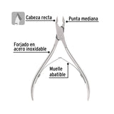 Alicate para Manicure 4' Cabeza Recta, Punta Mediana, Pretul