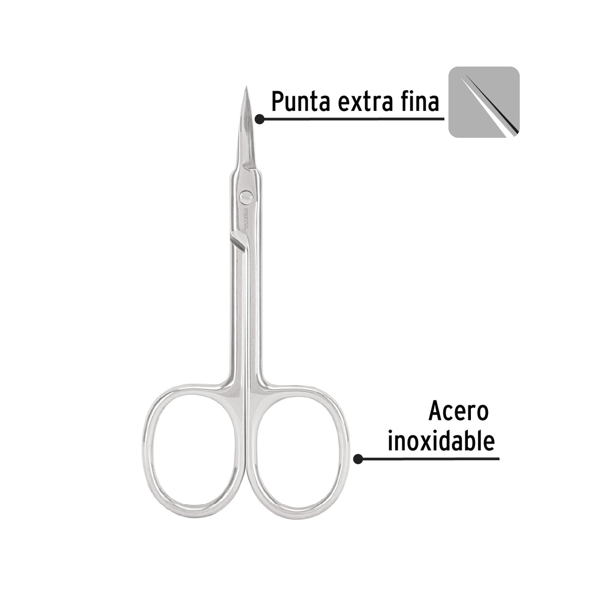 Tijera para Manicure 3-1/2', Punta Extrafina, Pretul
