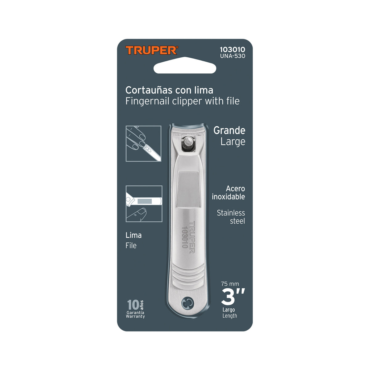 Cortaúñas 3' Acero Inoxidable, Truper