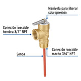 Válvula de Alivio de 3/4' para Boiler, 150 PSI, Foset