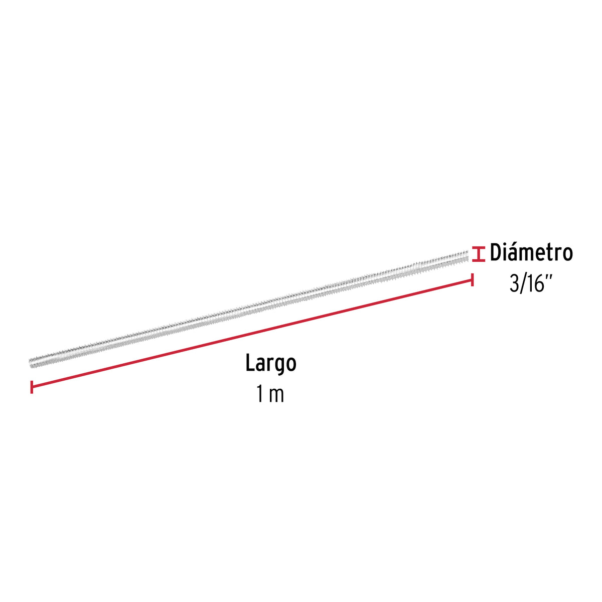 Varilla Roscada de 1 m X 3/16', Fiero