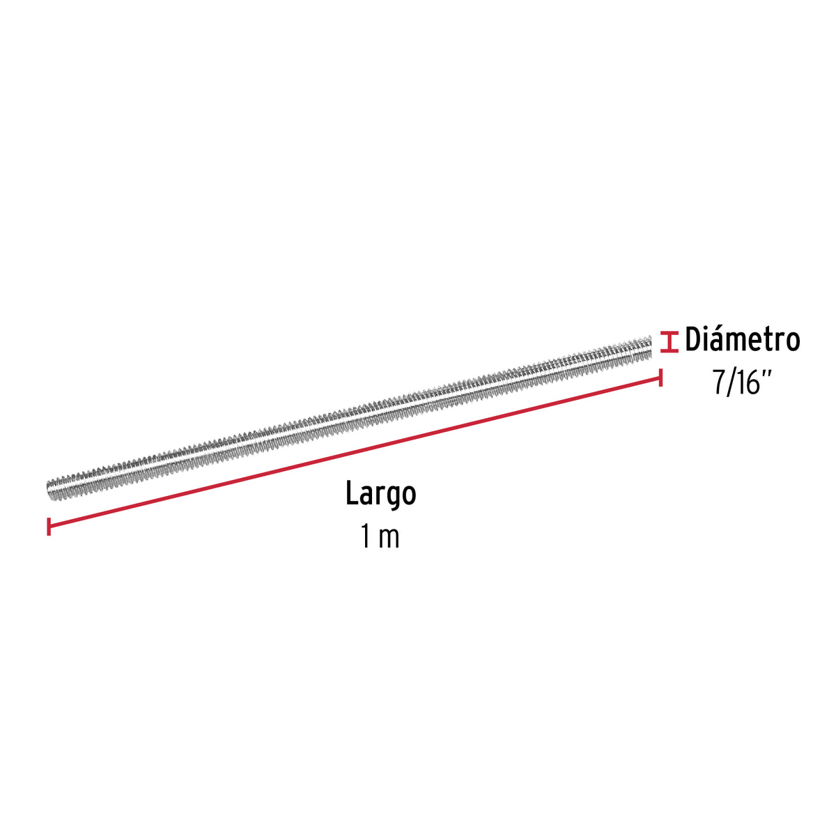 Varilla Roscada de 1 m X 7/16', Fiero