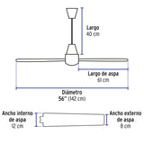 Ventilador de Techo para Interior, 56', Blanco, Volteck