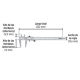 Calibrador Vernier Escolar 6', Acero, Std y mm, Pretul
