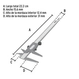 Calibrador Vernier Escolar 6', Acero, Std y mm, Pretul