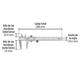 Calibrador Vernier Escolar 5', Acero, Std y mm, Pretul