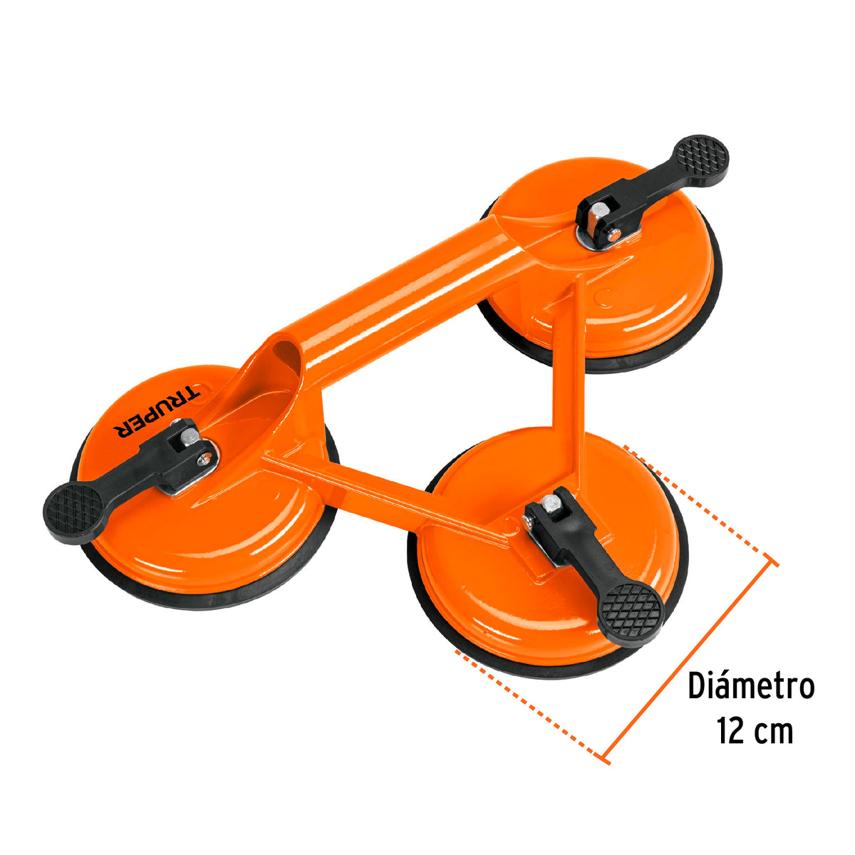 Ventosa de Aluminio para Vidrio, 3 Copas de Succión, Truper