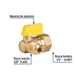 Válvula de Control de Latón, Angular para Gas, 3/8X1/2', Foset