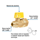 Válvula de Control de Latón para Gas, 3/8' X 1/2', Foset