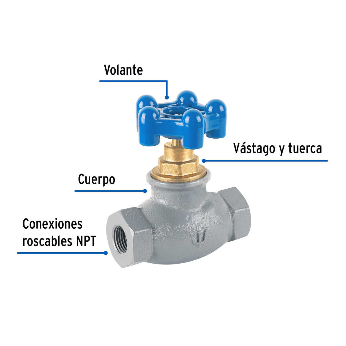 Válvula Globo de Hierro para Gas LP, 1/2', Foset