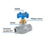 Válvula Globo de Hierro para Gas LP, 3/4', Foset