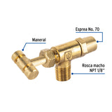 Válvula Horizontal de Latón 1/8' para Gas Lp, con Maneral