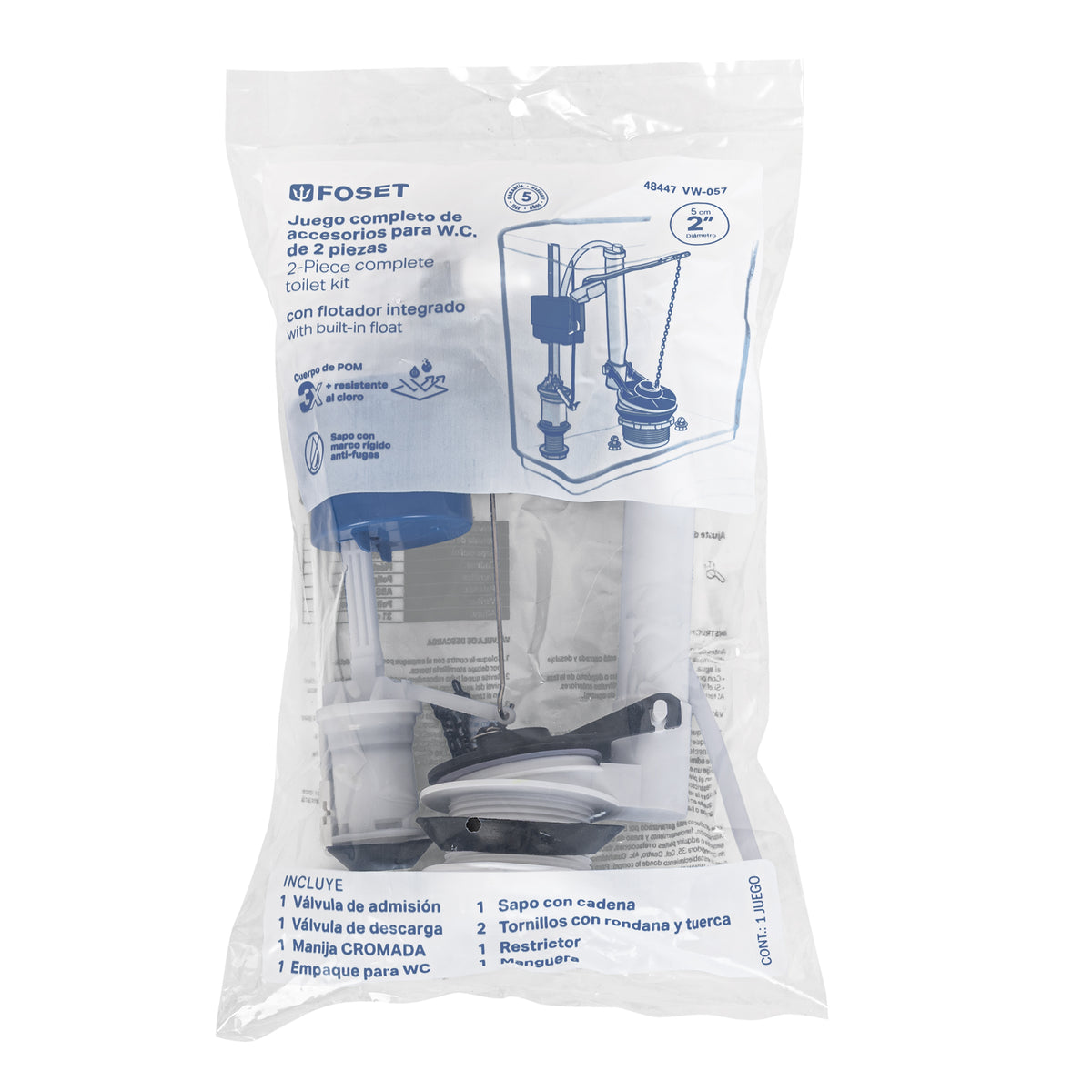 Juego Accesorios para Wc, 2' Flotador Compacto, Foset
