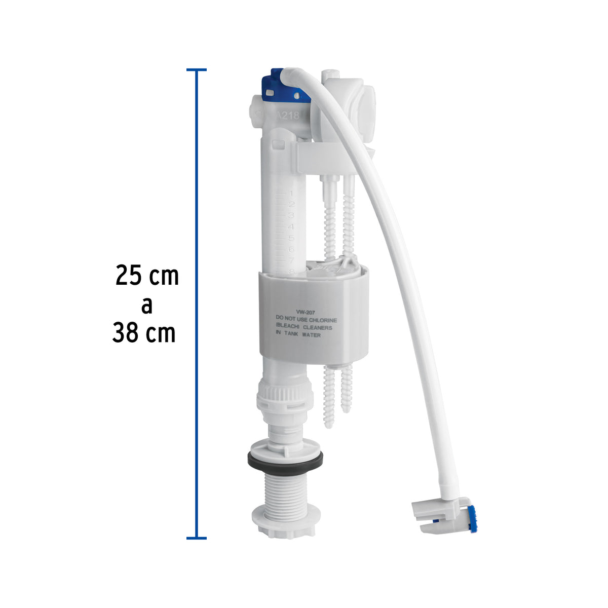 Válvula Admisión Tanque Bajo, Altura Ajustable 24.5 a 37.5 cm