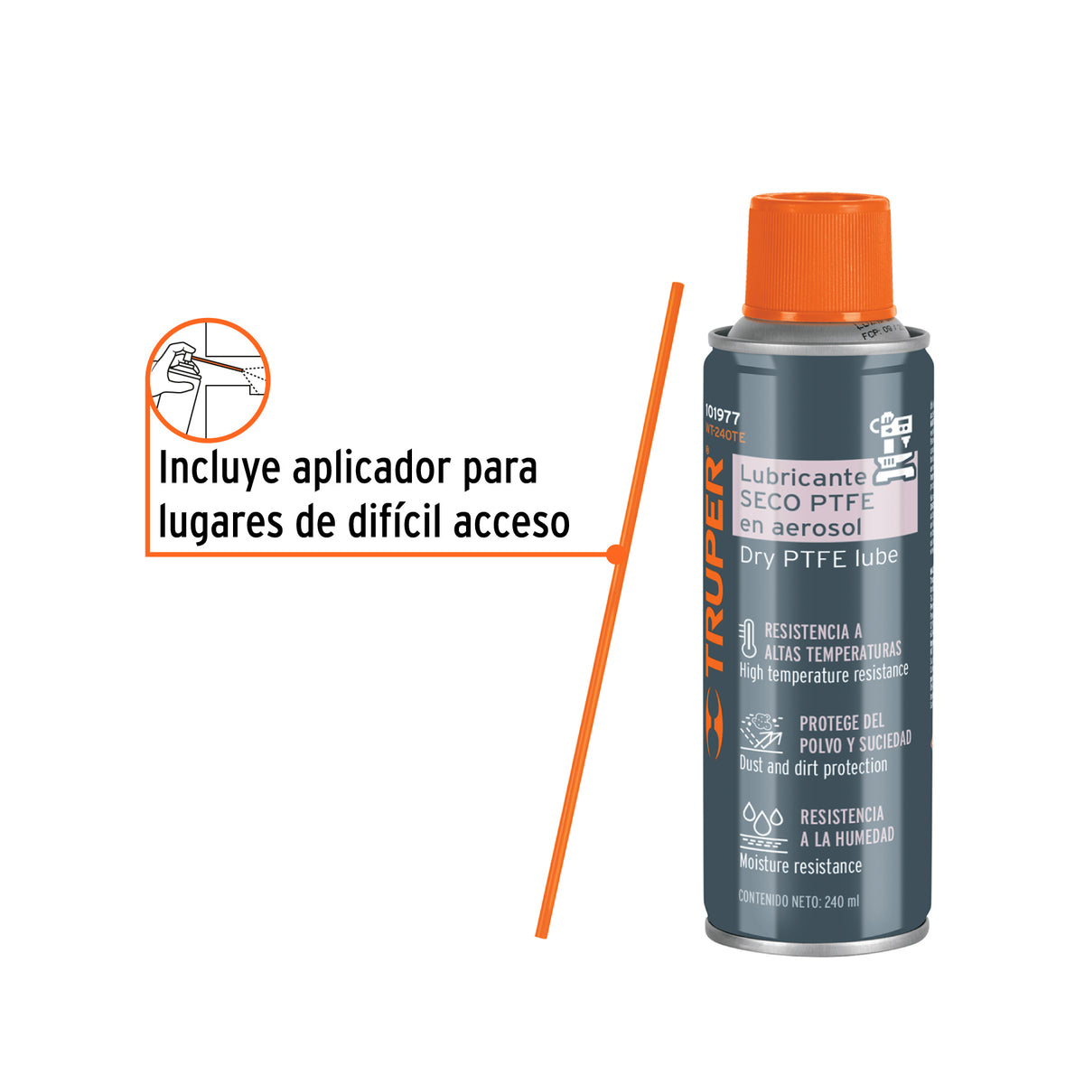 Lubricante Seco Ptfe en Aerosol 240 ml, Truper