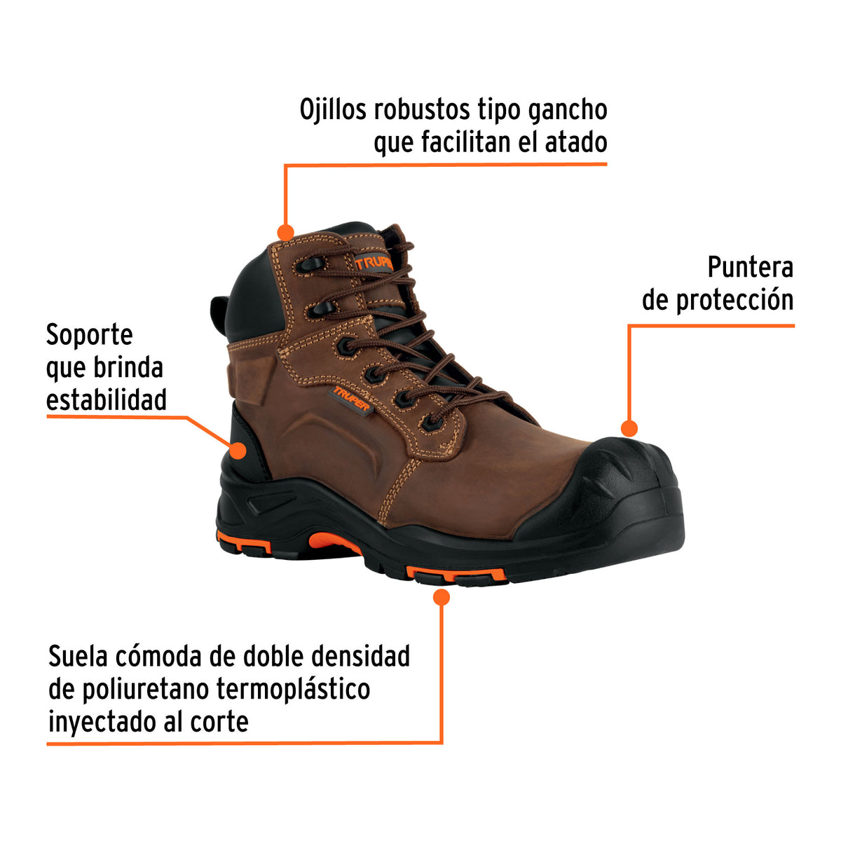 Bota de Seguridad Café, #29 Dieléctrica Antifatiga, Truper