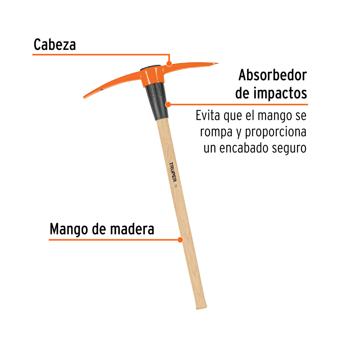 Zapapico 5 lb, Mango de Madera 36', Truper